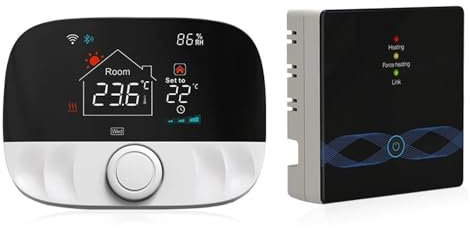 Termostato de calefacción Inteligente WiFi en casa, Calentador de Suelo inalámbrico, Caldera de Gas y Agua, Controlador de Temperatura de Vida Inteligente, Alexa y Google(T9W-RC9Black)