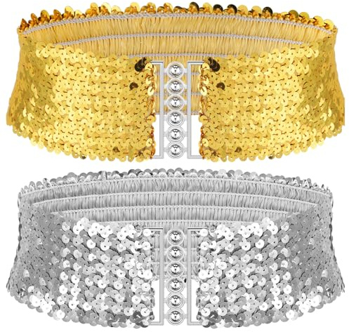 Pailletten Breite Gürtel Damen Metall Schnallen Glänzender Taillengürtel