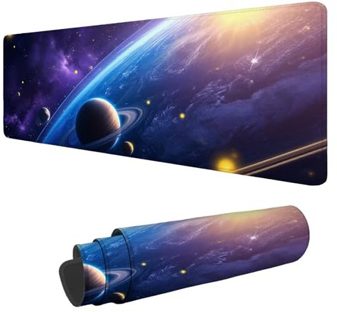 Alfombrilla de Raton Púrpura Alfombrilla de ratón XXL 1600x800x3mm Mouse Pad Cielo Estrellado, Bordes Cosidos Impermeable Mousepad Gaming, Mejora la precisión y la Velocidad for Ratón y Teclado N-370