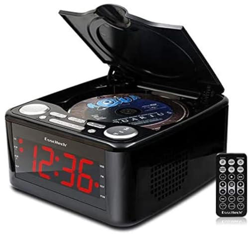 Personaliza lo que necesitas Reproductor de CD FM/AM Radio Digital Reloj Despertador, LCD USB, Música Reloj Alarma Dual Altavoz Tuning CD Reproductor de Música Máquina de Brillo Ajustable, Negro,