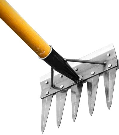 Doble Cara De Doble Uso Rastrillo Jardin con Mango, Barredora Cespedes Artificial, Herramientas Jardineria, Acero Al Manganeso, Adecuado para Escardar En Céspedes, Jardines Y Granjas