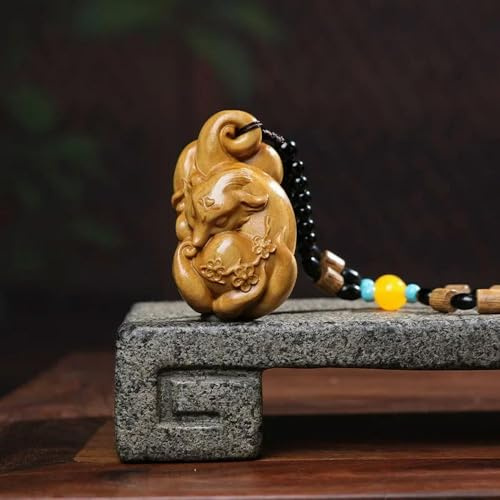 ADAOQIN Antique art Old Japanese boxwood hand carved lovely fox Statue Animal Netsuke Decoration pendant Gift collectable