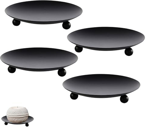 4 portacandele, colore nero, 6,5 cm, sottobicchieri, piatti per candele, decorazione da tavolo, festa in famiglia
