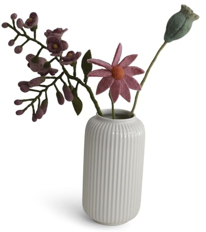 Gry & Sif Handgemacht & Fairtrade-Zertifiziert Stilvolles dänisches Design X Nepali Kunsthandwerker | Anju Bouquet Kunstblumensträuße aus Filz für stilvolle Wohnzimmerdekoration |3er Set