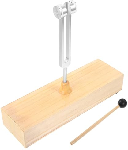 CVUTOVO Stimmgabel Aluminiumlegierung mit Holz Resonanzkasten und Schlägel für Klangtherapie Meditation Stressreduktion Vielseitig Einsetzbar Robust und Tragbar