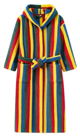Generic Men's Terry Cloth Bathrobe with Stripes - Striped Dressing Gown with Hood and Tie Belt | Soft Cotton House Coat, XL