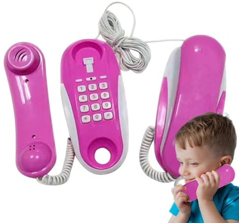 Leksakstelefon barn, spela roliga pedagogiska leksaker som leker med och intercom, realistisk mobiltelefon sladd