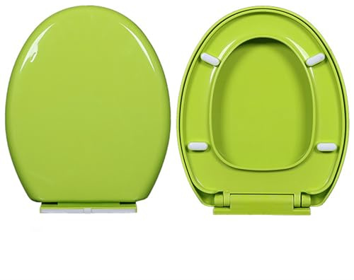Color Toilet Seats, Round Toilet Seat Slow Close, 36×44cm Thicken PP Toilet Lid Round, Green Toilet Seat Easy to Clean & Install