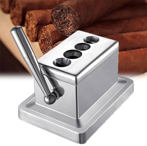 Cortador de cigarros de mesa cuádruple, cuatro opciones de corte con cortador recto y en V para calibre de anillo 52 y 60
