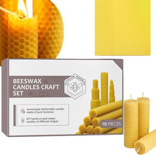 10PCS Pure Beeswax Candle,Yellow Candle Sticks, Handmade Natural Dinner Candles,Wax Primer for Bee Frames，10-Hour Burn Time,Natural Be/eswax Candles for Home Decor,Pure Be/eswax Candle Gift for Home