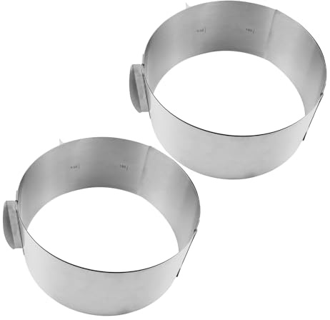 Hohopeti Lot de 2 Cercles à Mousse Ajustables en Acier Inoxydable 15-30 CM Moules Ronds pour Gâteaux Cheesecakes et Tartes Bords Lisses pour Démoulage Facile Pâtisserie Maison et