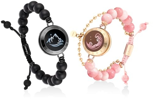 TOTWOO Intelligente Partnerarmbänder für Fernbeziehungen mit 1-zu-1-Bluetooth-Kopplung per App – Romantisches Geschenk mit Leuchten & Vibration bei Berührung, aus Edelstahl 316