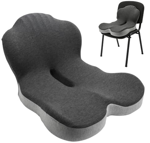 Wapasezyar Sitzkissen und Lendenwirbelstützkisse, Ergonomisches Memory-Schaum Rückenstütze Kissen für Bürostuhl und Autositz, Ischias, Rücken, Tailbone Pain Relief Kissen, Sitzkissen mit Rückenkissen