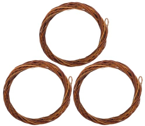 Amosfun 3 Pièces Couronne Ronde en Rotin Naturel 20cm, Artisanat Léger pour Décoration de Fête et Mariage, Couronne de Vigne Soi-même pour Noël et Occasions Festives