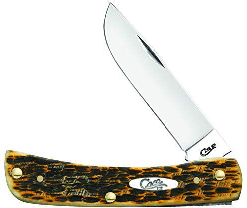 Case XX WR Pocket Knife Sod Buster Jr, Stainless Steel Blades, Length Closed: 3 5/8 Inches, Made in USA (Amber Bone)