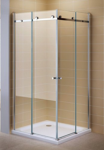 Schiebetuer Eckdusche Duschkabine Eckeinstieg mit Rollsystem aus Sicherheitsglas (ESG) 200 cm hoch #88 80cm X 90cm Ohne Wanne