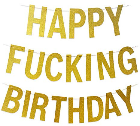 Horrible Party Stuff Large HAPPY F***ING BIRTHDAY Bunting - Adult Funny Birthday Banner, Office Prank