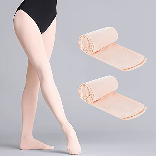 YUANJ Ballettstrumpfhose Mädchen 2er Pack Ballett Strumpfhose Kinder Tanzstrumpfhose Mädchen für Ballett Gymnastik Tanz Sport (Fleisch rosa, 3-5 Jahre alt)