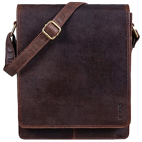 LEABAGS London Umhängetasche Herren Leder – Herrentasche zum Umhängen Echtes Leder 32x26x8 cm Kleine Schultertasche Vintage