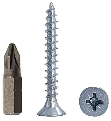 Lot de 200 vis à bois universelles en acier zingué 5 x 40 mm pour panneaux d'aggloméré Vis à tête fraisée Pozidriv 200 5 x 40 mm