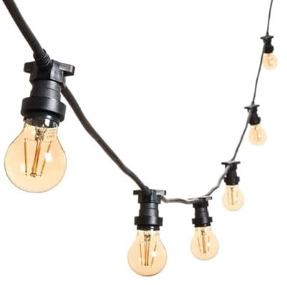 m MU 5M Guirnalda Luces Exterior Extensible hasta 500M Cable Negro E27 Con 10 Bombillas S14 LED 2W (=15W), Impermeable IP65 Guirnaldas Luminosas de Exterior Para Jardín Boda|5M, NEGRO, 10 Bombillas