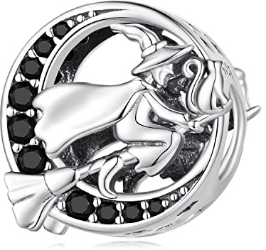 Bruja Charms para la pulsera de Pandora-Plata de ley 925 Dainty Halloween Zirconia Charms Jewelry para mujeres niñas