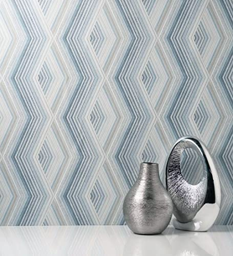 GAULAN 500680932 - Carta da parati lavabile geometrico moderno rombo zigzag blu per pareti soggiorno cucina camera da letto sala da pranzo testada del letto - Campione DIN A4