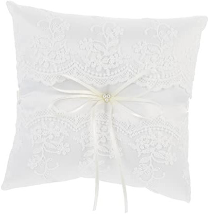 Parliky Cuscino per anelli di nozze, 1 pezzo, in pizzo, macramè, per matrimoni, per anelli di perle, per matrimonio, elegante, cuscino per anelli di perle, per anelli