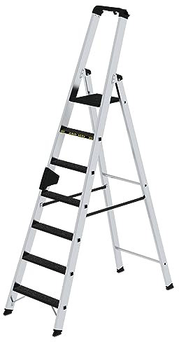 PROREGAL Stufen-Stehleiter | 250 kg | einseitig begehbar mit Clip-Step R13 | 7 Stufen | Leiter, Teleskopleiter, Trittleiter, Bockleiter, Sprossen-Doppelleiter