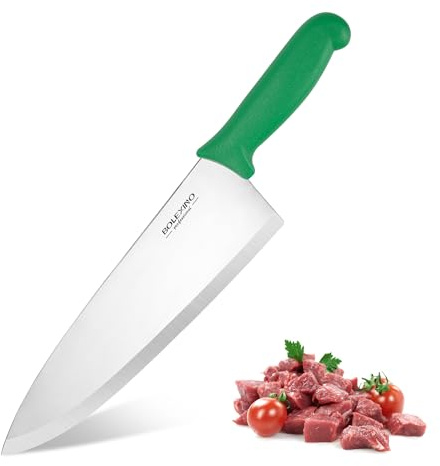 BOLEXINO 10 inch Japanese High Carbon Stainless Steel Chef Knife, Professional Sharp Wide Cook Knife with Non-slip Ergonomic Handle, for Kitchen Home Restaurant (Green)