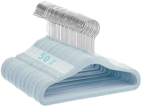 Mangokit Basics - Grucce in velluto per bambini, confezione da 50 pezzi, antiscivolo, salvaspazio, perfette per l'uso quotidiano (28 cm, blu)