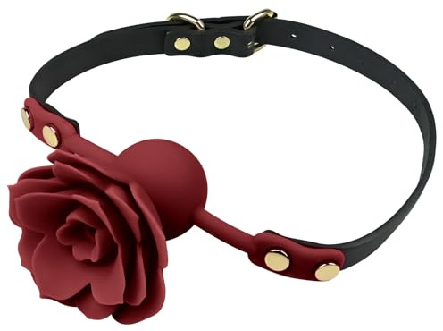 SXOVO Baillon Sexuelle Accessoire BDSM - Silicone Baillon Boule à Fleurs, Ball Gag Réglable pour Esclave Fétiche Cosplay, BDSM Sex Toýs Femme Homme Couple (Bordeaux)
