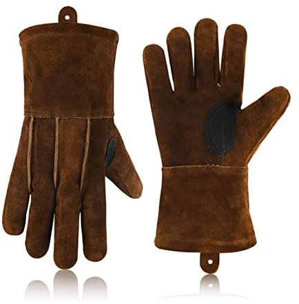 Handschuhe Widerstandsfähig Männer Schweißen Arbeit Handschuhe im Freien Anti Wärmeschweißen Arbeiten Lederhandschuhe verschleißfeste Handschuhe (Color : 0, Size : L)