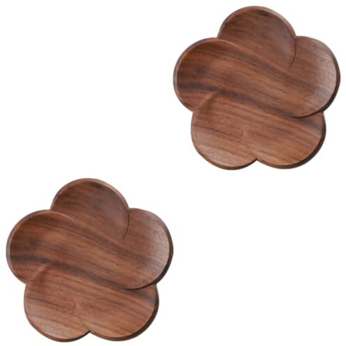 Cabilock 2 Piezas Posavasos Té Portavasos Posavasos Madera Platos Papel Azul Tazón Palomitas Maíz Alfombrilla Portavasos Madera Bambú Pétalo Mantel