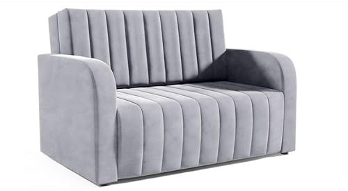 LIKMA 3 Sitzer Sofa mit Schlaffunktion Otto 155 cm Velvet Schlafcouch - Moderne Wohnzimmer Couch - Sofa mit Bettfunktion - Schlafsofa Farbe: Grau, Stoff: Jasmine 90