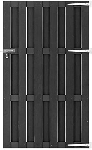 Sufrk Gartentor WPC 100x180 cm Grau Maschendrahtzaun Gartentor Stahl Gitterzaun Stabmattenzaun