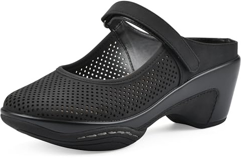 WHITE MOUNTAIN Women's Vinto 2 Heeled Mary Jane Clog, Black/Sueded/Smooth, 8 M