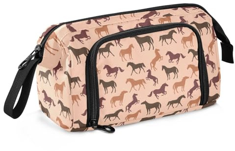 ISAOA Grande trousse de rangement de grande capacité avec motif cheval sans couture avec fermeture éclair pour bureau, université, fournitures scolaires pour adolescents, filles, garçons et adultes,