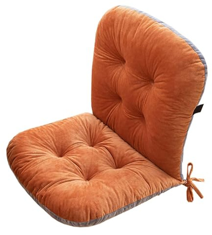 Generisch 1er Set Stuhlauflage Niedriglehner, Verdicken Weich Stuhlkissen Mit Rückenlehne Sitzkissen, Rückenkissen Mit Bänder, Polsterauflage Gartenstuhl Auflage fur Outdoor Küche,Orange,1 Pack