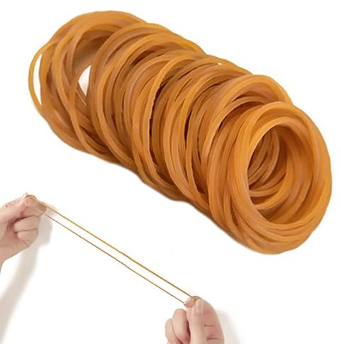 50 Pezzi Elastici in Gomma 63 x 3 mm - Anelli Riutilizzabili per Scuola, Casa, Ufficio, Forniture Industriali Fai Da Te - Giallo Scuro