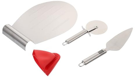 4 Teiliges Pizza Set Pizzakruste Pizzaschieber Rostfreier Spatel Teigroller Rad Beweglicher Kuchenspatel Pizzaspatel Küchenschaufel Kuchen Transferschaufel Cabilock