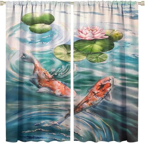3D Verdunkelungsvorhang Ösen Tiere Fische,2Er Set 170X200 cm (B + H) Gardinen Wohnzimmer Gardinen Blickdicht Kinder Vorhänge Schlafzimmer Dekoschals Gardine-52381310