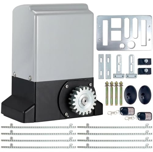 Kit d'ouverture de portail coulissant électrique automatique 750 W pour opérateur de portail de sécurité d'allée – Moteur, crémaillère, capteur infrarouge – jusqu'à 2000 kg