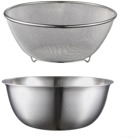 In grado di gestire tutte le vostre esigenze di cottura ciotole in acciaio inox con colino set (19 cm)