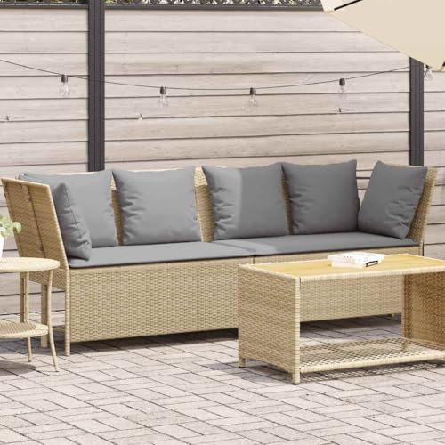 Gecheer Gartensofa, modulare Outdoor-Couch Gartensessel Terrassenmöbel, Beige Poly Rattan, für Garten