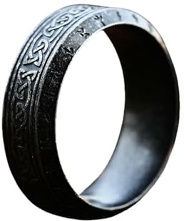 Sumpgle Anillo de acero inoxidable de nudo celta vikingo Banda de acero de titanio con letra personalizada Joyería de moda retro para hombres y mujeres