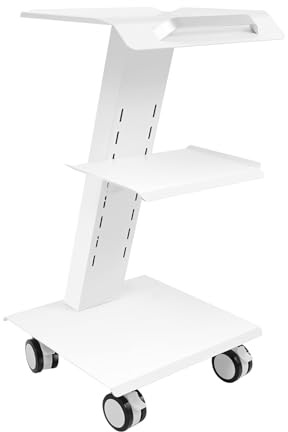 Carrello di bellezza a 3 livelli con ruote universali, portata 100 kg, design regolabile, carrello dentale per cliniche, saloni di bellezza, bianco