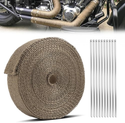 GEARLEADER 20M*5CM Titanium Exhaust wrap Roll for Turbo Motorbike Heat Shield for Car Motorcycle Exhaust Manifold Downpipe Heat Wrap Roll