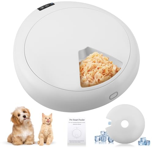 Automatic Cat Feeder Dry & Wet Food, Cat Feeder Automatic with Timer & App Control, 6 Meal Pet Food Dispenser with Ice Packs, Battery Powered Wireless Auto Pet Feeder for Small Dogs