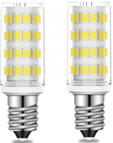 WIIKKOPM Cooker Hood Bulb E14 LED, 5W (50W Equivalent) 240V, 6000K Cool White, 450 Lumens, Replacement Screw Cap SES for Fridge/Sewing Machine/Cooker Pack of 2